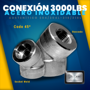 Codo 45 3000 Acero Inoxidable