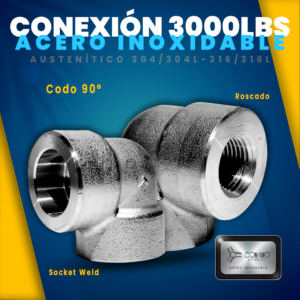 Codo 90 3000 Alta Presion Acero Inoxidable