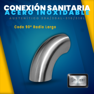 Codo 90 radio largo conexion sanitaria Acero Inoxidable