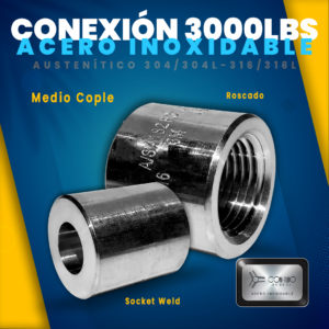 Medio cople 3000 Acero Inoxidable