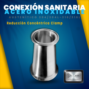Reduccion concentrica clamp linea sanitaria Acero Inoxidable